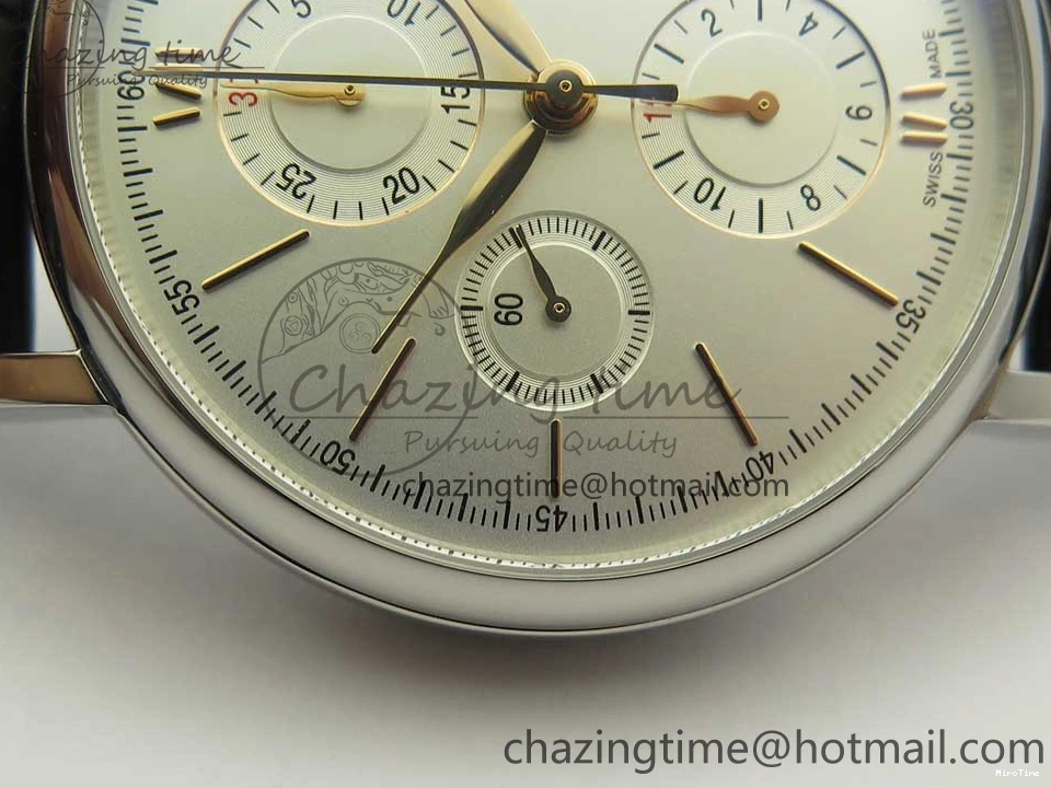 MIROTIME 0327 Snug Portofino IW391022 SS ZK 1:1 Best Edition White Dial Gold Markers On Black Leather Strap A 7130